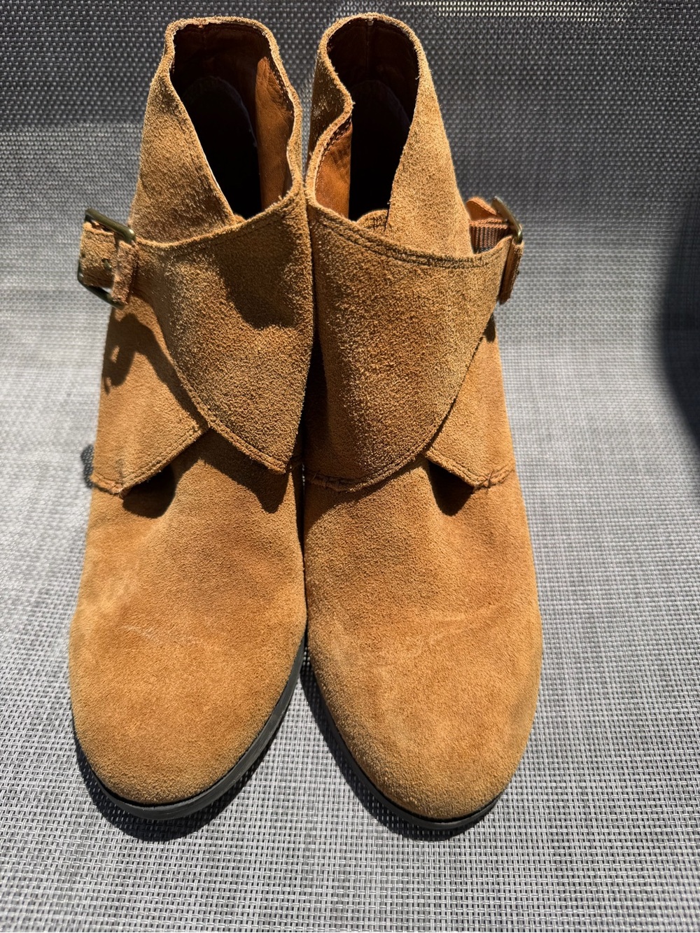 Lucky Brand Suede Ankle Boots in Camel Brown